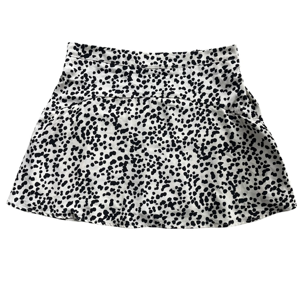 Altar'd State Women L White Black Dalmatian Print Elastic Waist Flare Skort Boho